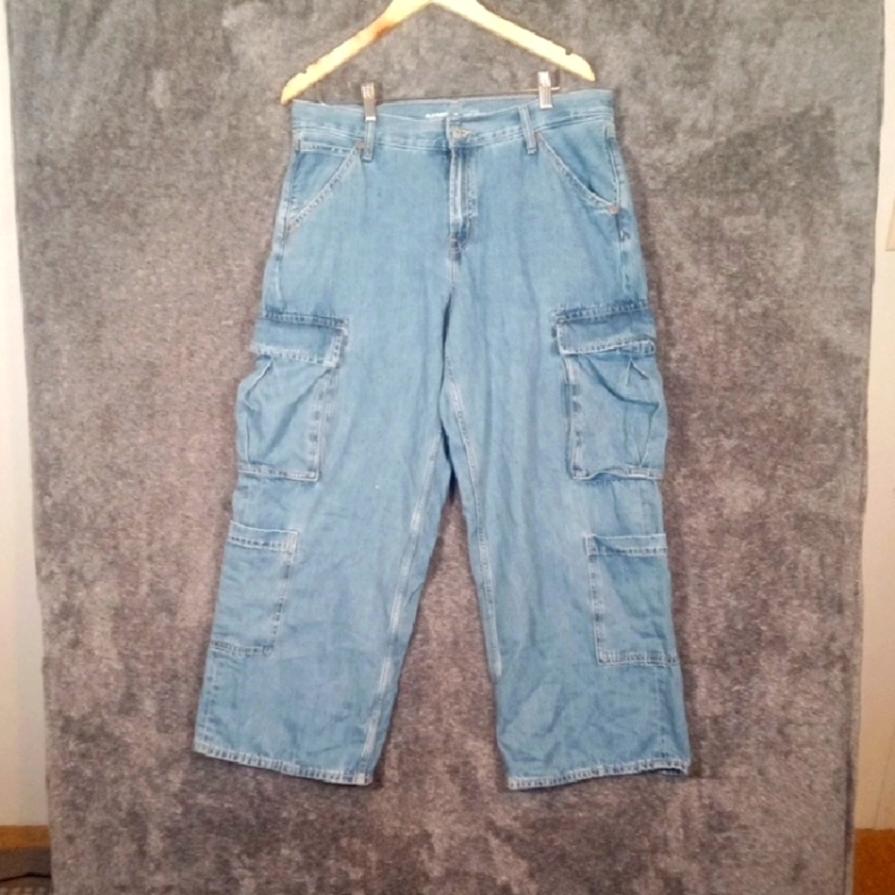 Old Navy Mid Rise Baggy Cargo Wide Leg Barrel Womens Size 12